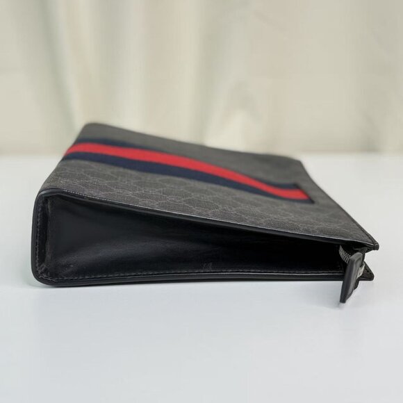 Gucci Navy Blue Zip Pouch GG Coated Canvas - Picture 3 of 8